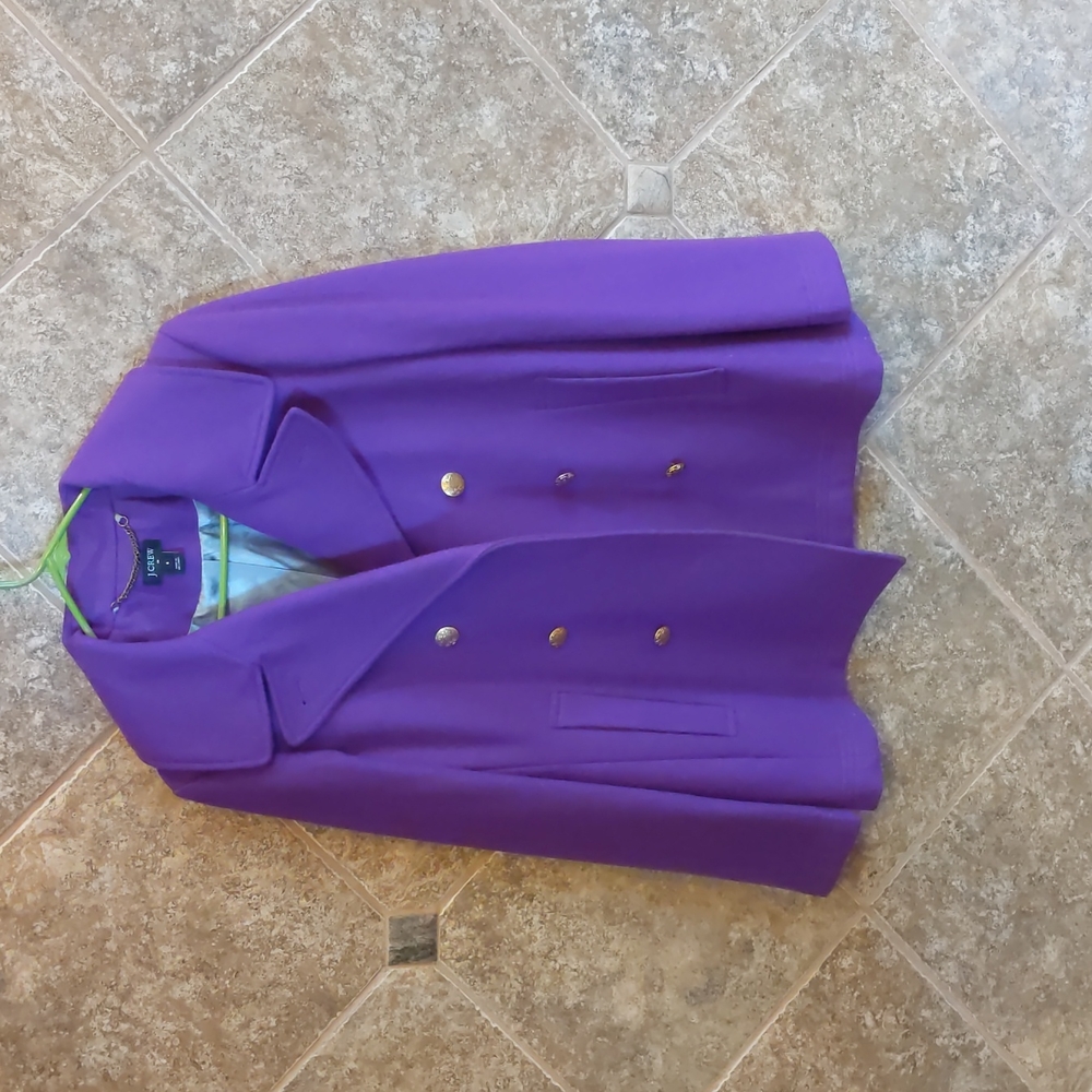 J. Crew Purple Wool Pea Coat Size 8